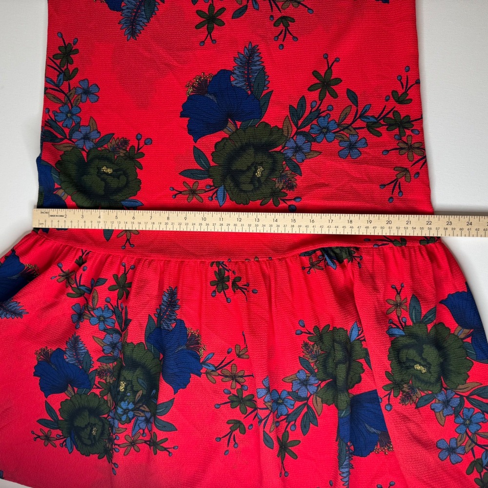 Jacqueline de Yong Red Floral Midi Dress‎ Size 38 Boho Cottage Lightweight Flowy - Picture 13 of 14